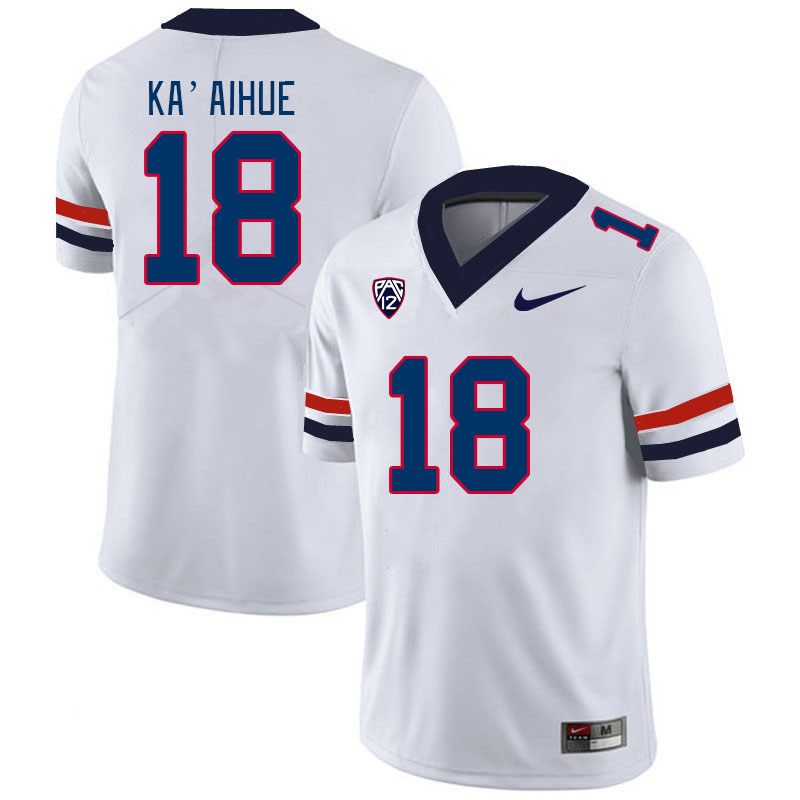 Men #18 Kamuela Ka'aihue Arizona Wildcats College Football Jerseys Stitched-White